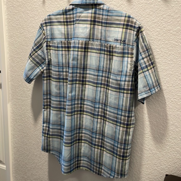 Marmot short sleeve plaid blue white mens sz M shirt ☀️ - Picture 4 of 4